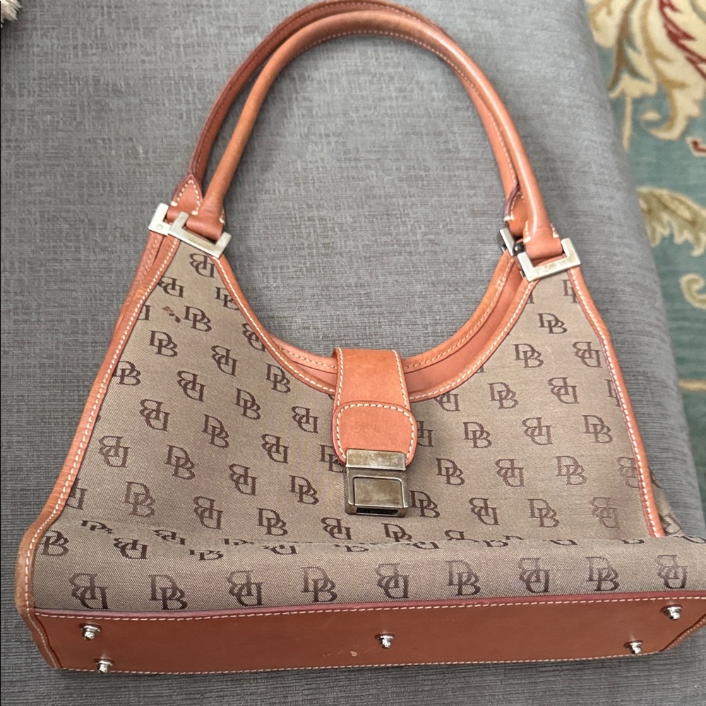 Dooney & Bourke Brown Monogram Shoulder Bag - Leather Trim